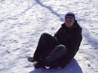 Ryan Hellyer on a sled