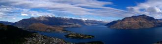 View of Lake Wakatipu and Queenstown from the top of the Queenstown gondola