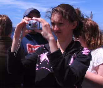 Vicky concentrating on taking as many photos in as shorter time as possible