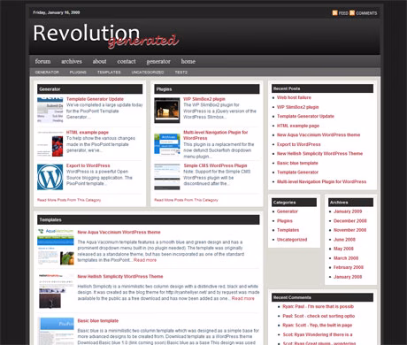 Revolution Generated – magazine style template