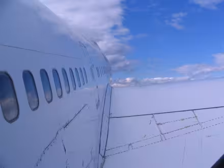 What it looks likes when you are strapped to the side of a Boeing 747!