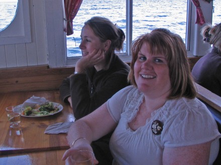 Kelly Kilpin and Lisa McClintock on the water in Hobart