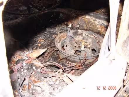 Ryan Hellyer's burned car