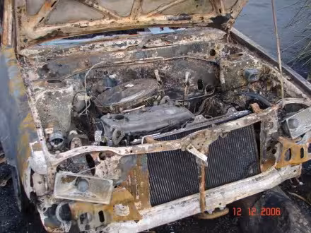 Ryan Hellyer's burned car