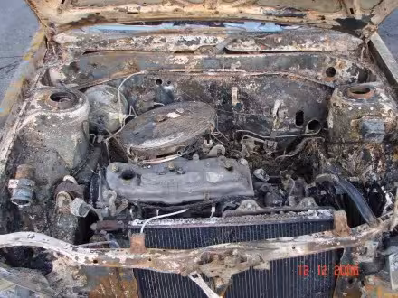 Ryan Hellyer's burned car