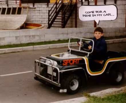 Vroom! My very own jeep :) Pity they didn't let me take it home.