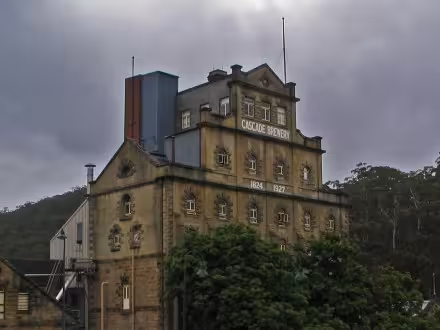 The Cascade brewery is nestled in the hills above Hobart and has a lovely little garden area to try the local brew in. Image photoshopped to make it look a little more evil!