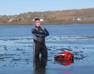 Dave Patchett enjoying a casual swim