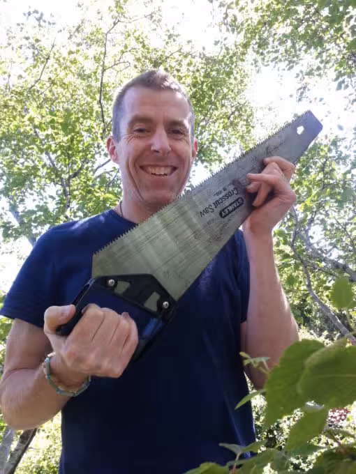 Bret showing off his tree high craftsmanship skills