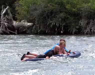 Rafting down the Hawea river