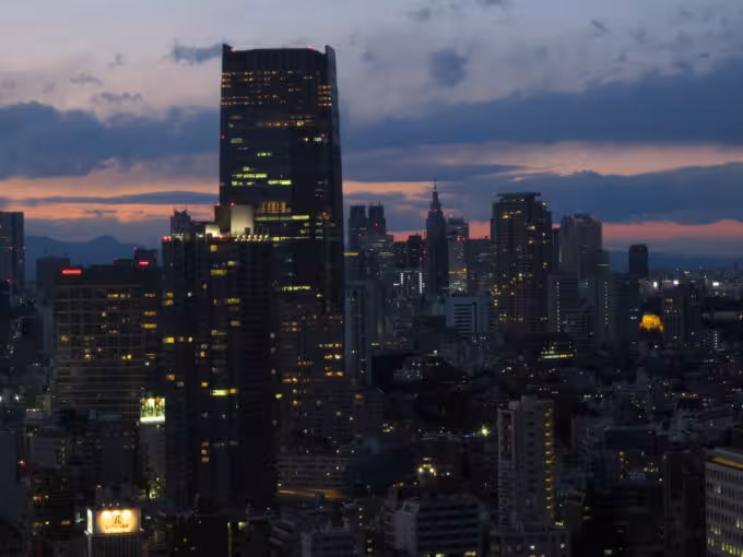 Tokyo just after the sun set