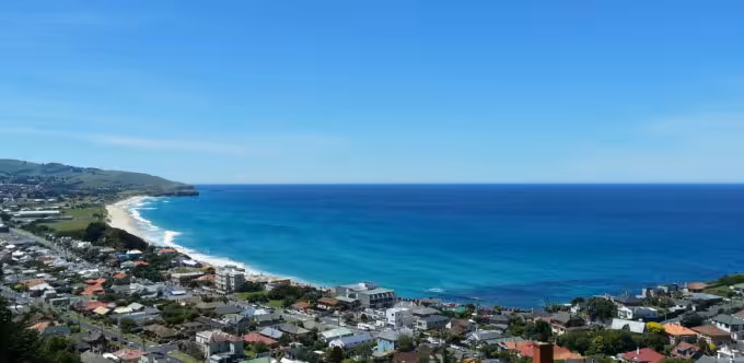 View towards St Kilda and St Clair beaches in Dunedin