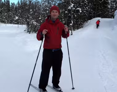 Cross-country skiing cherry popped