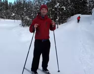Cross-country skiing cherry popped