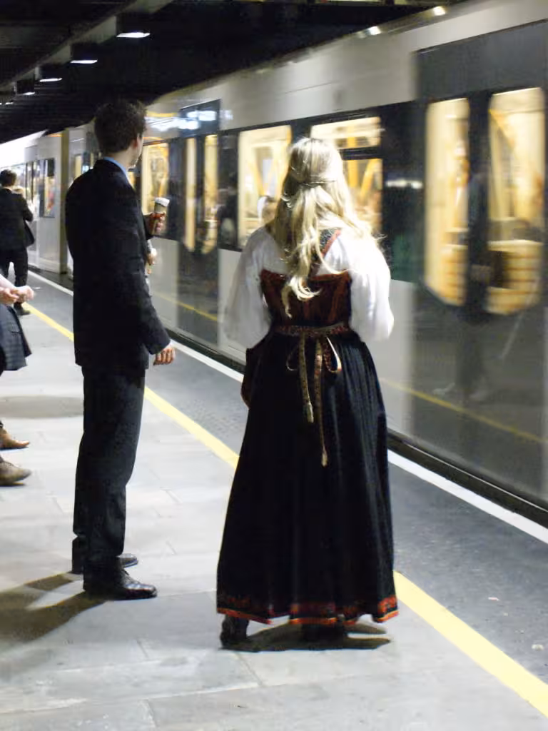 Bunad at the train station