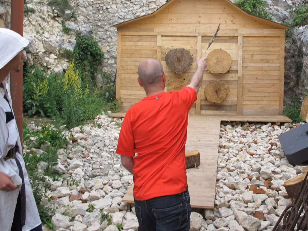 Me (Ryan Hellyer) throwing an axe at Râșnov Citadel