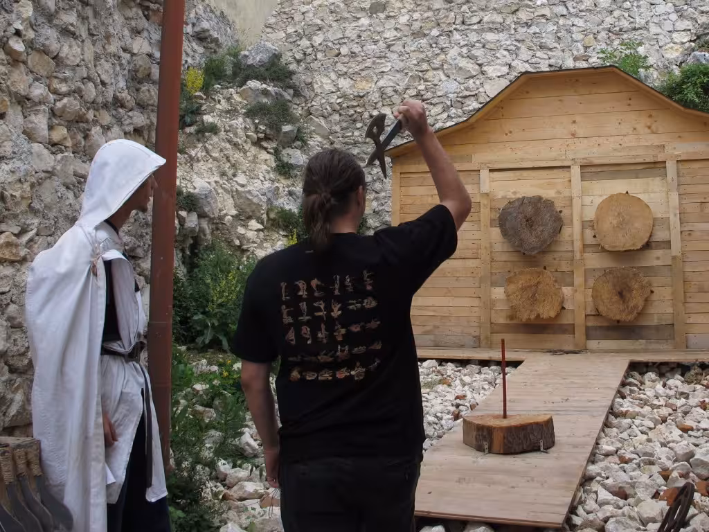 Axe throwing at Râșnov Citadel