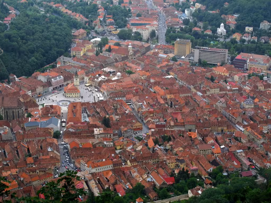 View overlooking Brașov  from the sign on Tâmpa