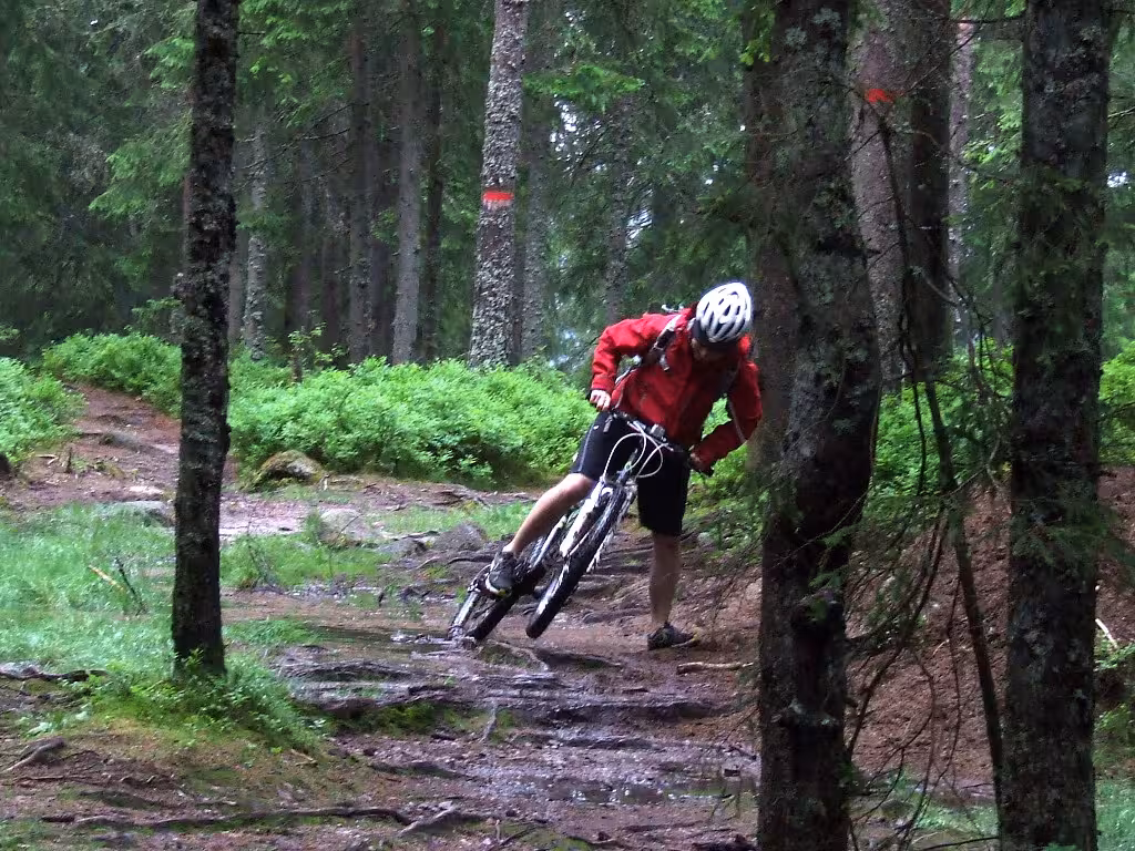 Pulling bike from mud