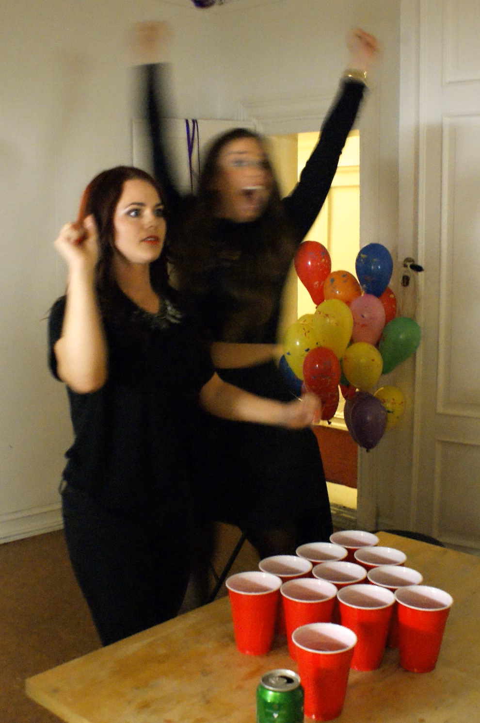 Stunned beer pong winners