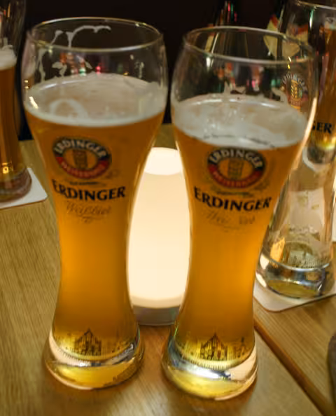Erdinger weissbiers. On the left is the alcoholic stuff and on the right is the alcohol free stuff.