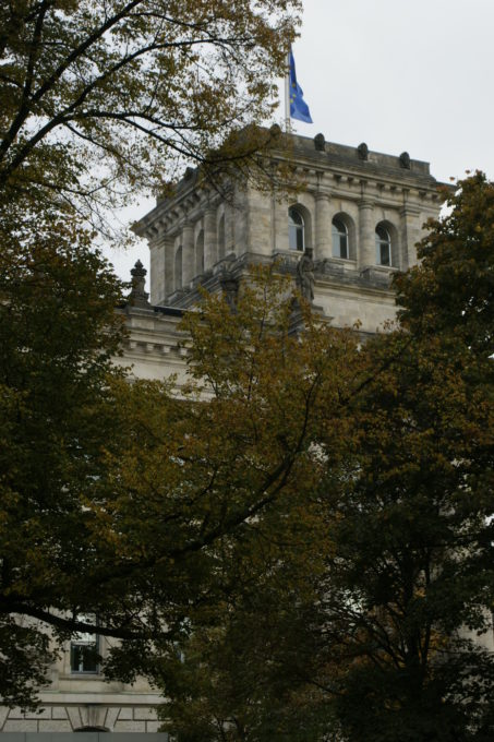 View of Reichstag from Roma Memorial in Berlin