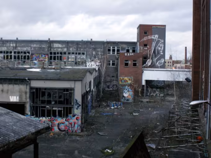 View out window of Bärenquell brewery in Berlin