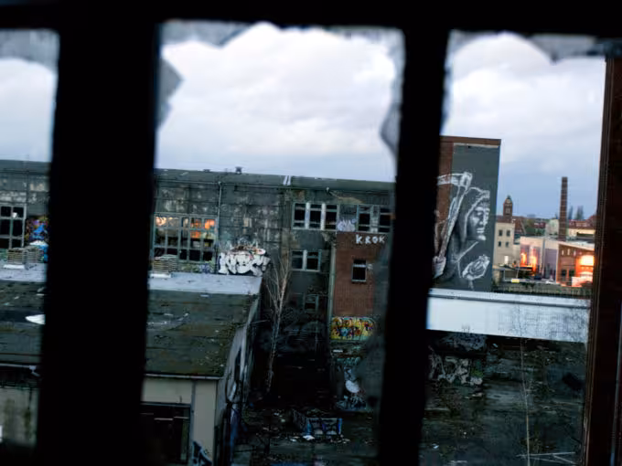 View out window of Bärenquell brewery in Berlin
