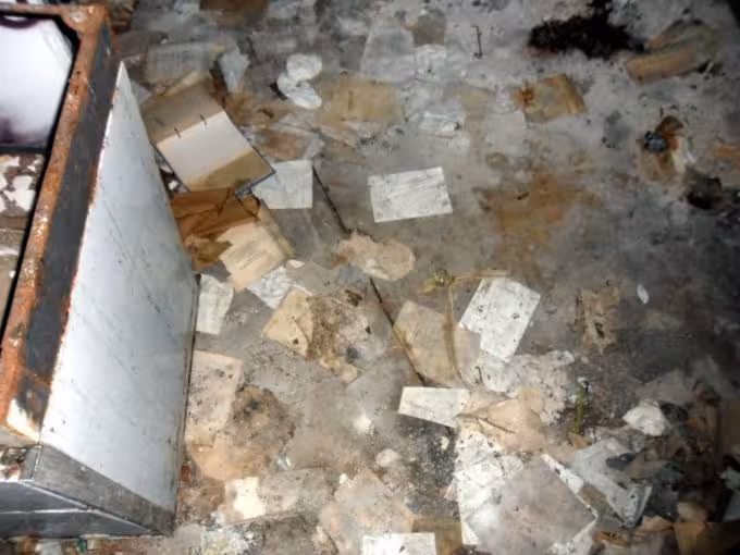 Papers sprawled on floor of Bärenquell brewery in Berlin. Photo from Hannah.