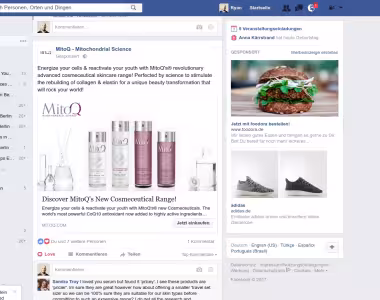MitoQ advertisement on Facebook