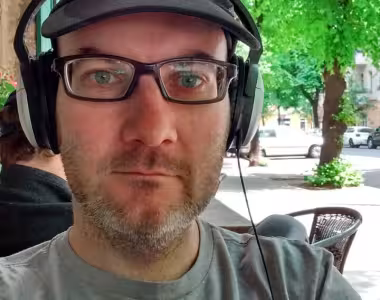 Working outdoors at Herman Schulz cafe