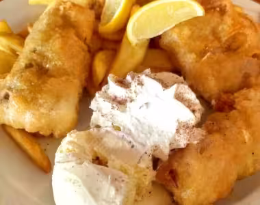 Fish n chips with ice cream